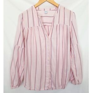 Old Navy Striped Split Neck Button Shirt